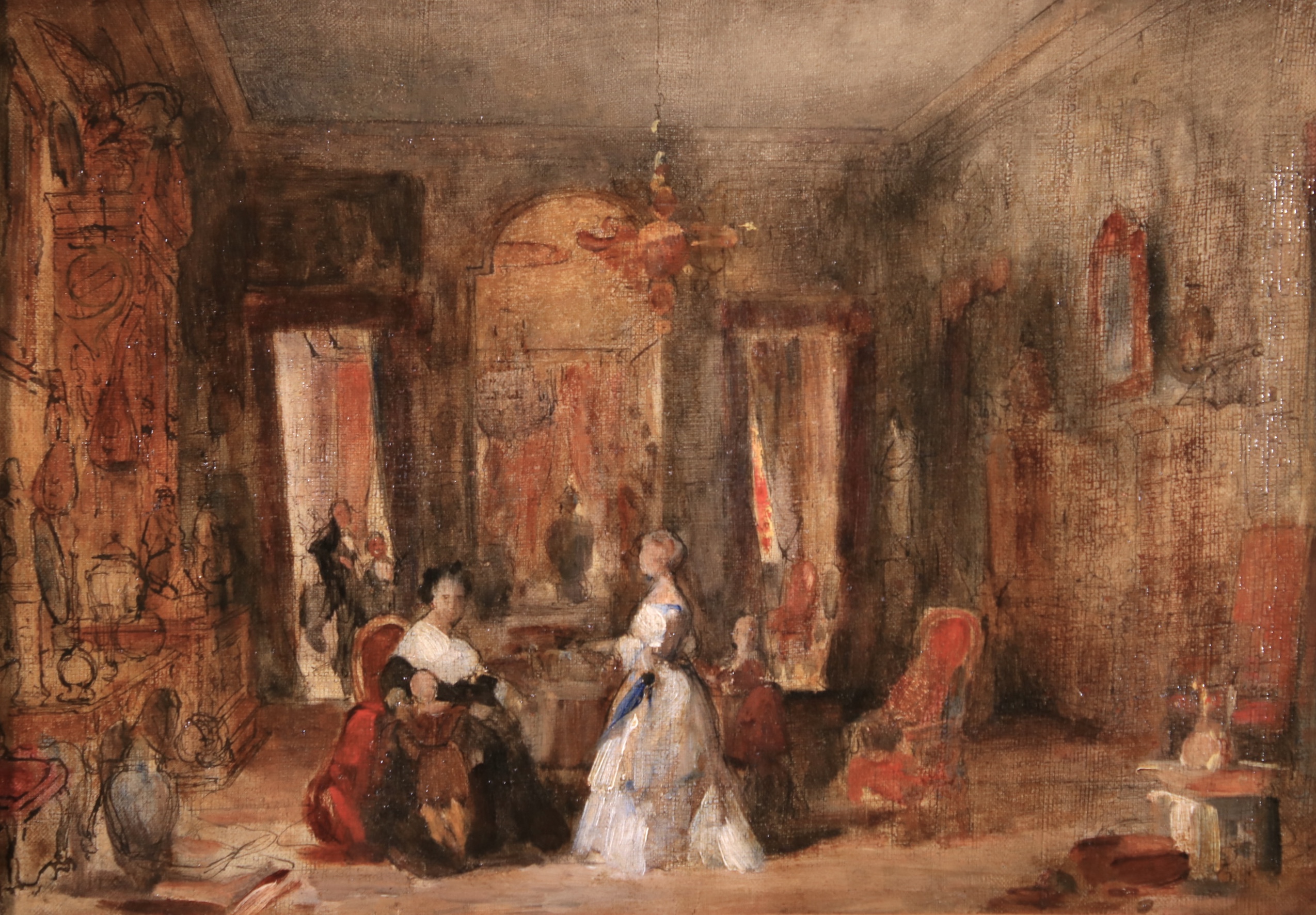 A restored photograph or painting of a Rothschild family reception or salon from the 19th or early 20th century, showing elegantly dressed guests and opulent interiors.